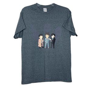 Gildan T-Shirt Anime Characters Short Sleeve Gray Unisex Size M